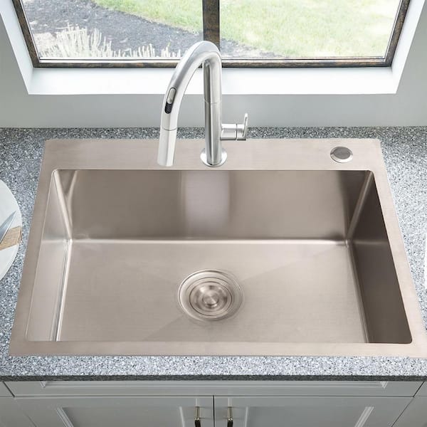 Amucolo 24 in. Stainless Steel Drop-in Laundry Utility Sink with Faucet