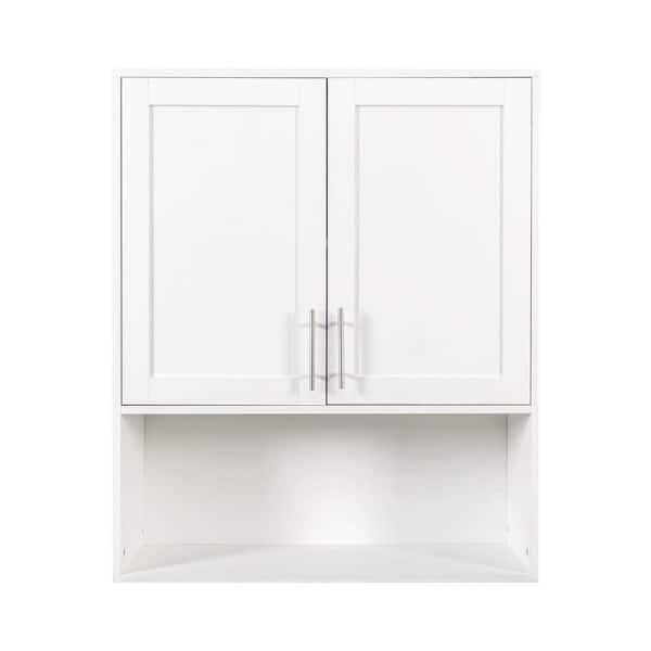 31.5 in. W x 37.8 in. H Rectangular MDF Surface Mount Medicine Cabinet with Mirror and Facial Tissues Slot-White