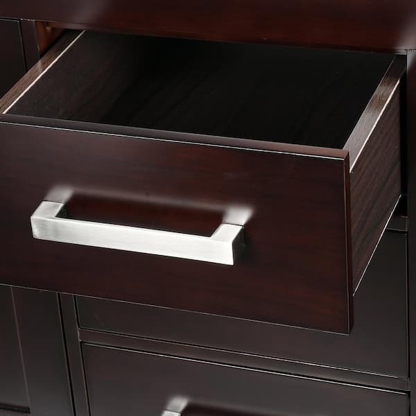 Sheffield 60 in. Double Vanity in Espresso with Marble Vanity Top in Carrara White