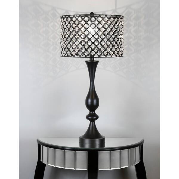 Grandview Gallery 27 5 In Oil Rubbed Bronze Table Lamp With Crystal Bling Shade St90659v Oil Rubbed Bronze Table Lamp, Crystal Bling Lamp Shades