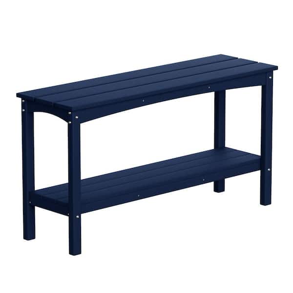Laguna Outdoor Patio Bar Console Table with Storage Shelf Navy Blue