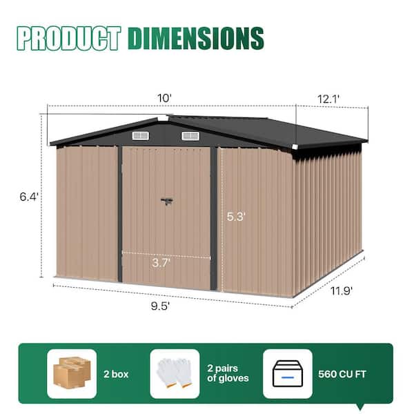 Sizzim 9.5 ft. W x 12 ft. D Outdoor Metal Shed with Door, Air