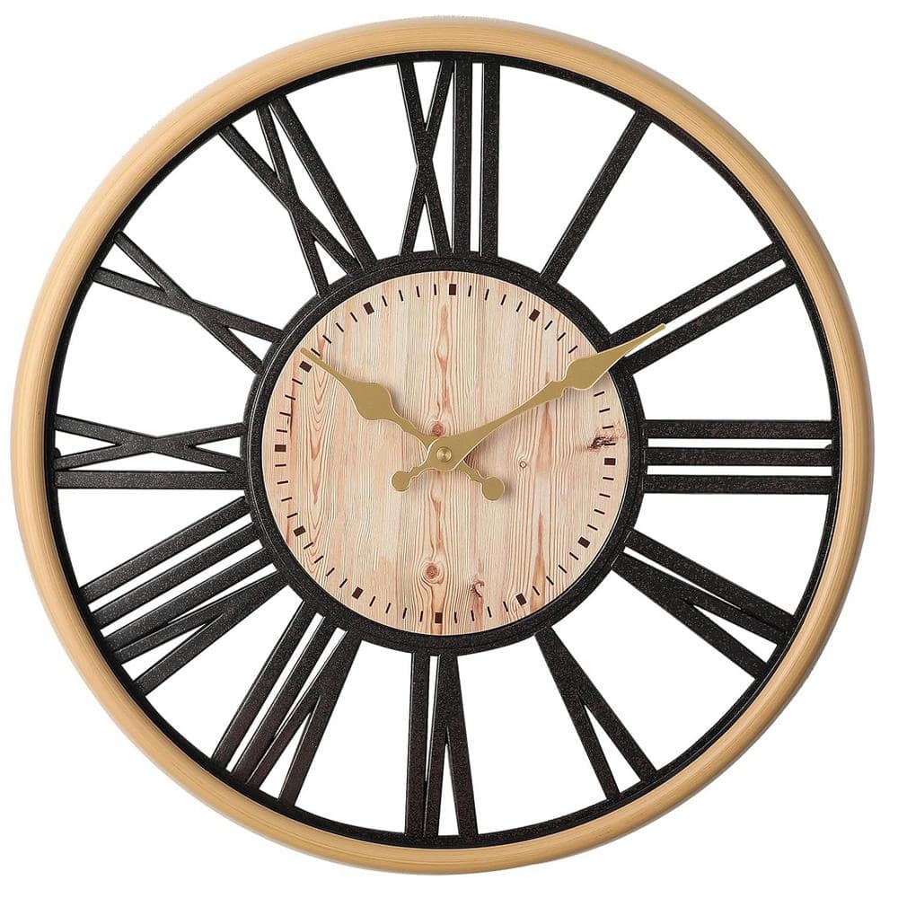 16 in. Yellow Analog Wall Clock Retro Roman Numerals