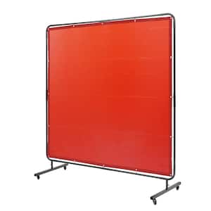 Welding Screen with Frame 6 ft. x 6 ft. Welding Curtain Screen Flame-Resistant Vinyl Welding Protection Screen on Wheels