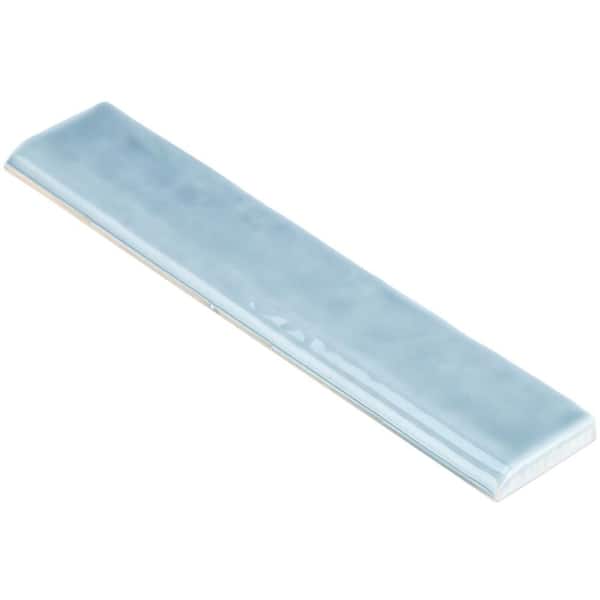 Newport Light Blue 1.97 in. x 9.84 in. Polished Ceramic Wall Bullnose Tile