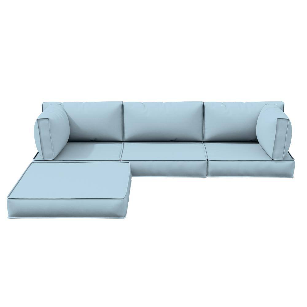 WNP 25.6 in. x 25.6 in. x 4 in. (9-Piece) Deep Seating Outdoor Sectional Cushion Sky Blue 9-liner-Sky - The Home Depot