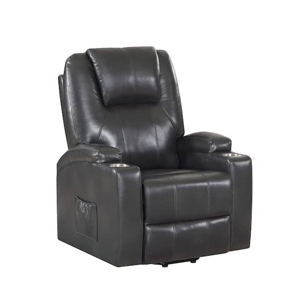 Acme Furniture Evander Gunmetal Leather Aire Leather Swivel Rocker Recliner