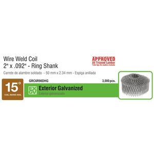 Clous à Clin 15° - Lot De 3600 - 1-1/2" X 0.092" - Collés En Coil - Tête Plate - Pour Cloueuse Pneumatique
