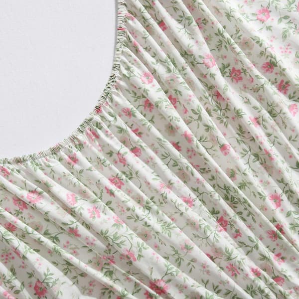 Laura Ashley Bonnie Floral 4-Piece Pink/Green Percale Cotton Queen