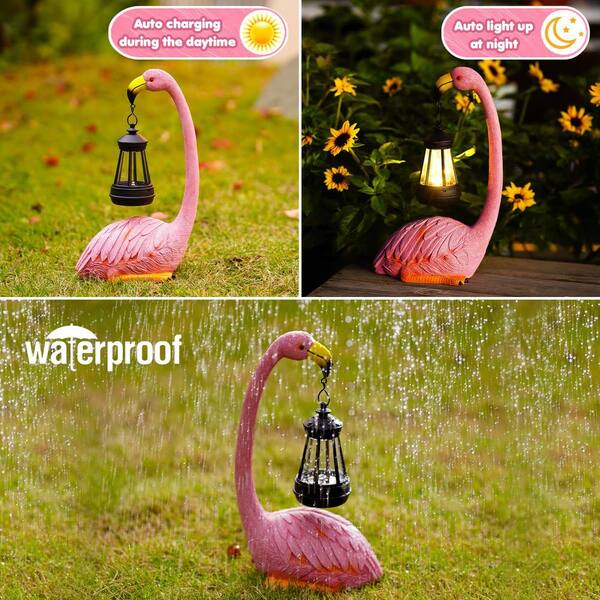 Phewnyzo 4.13 in. x 6.89 in. x 11 in. Garden Flamingo Statue with