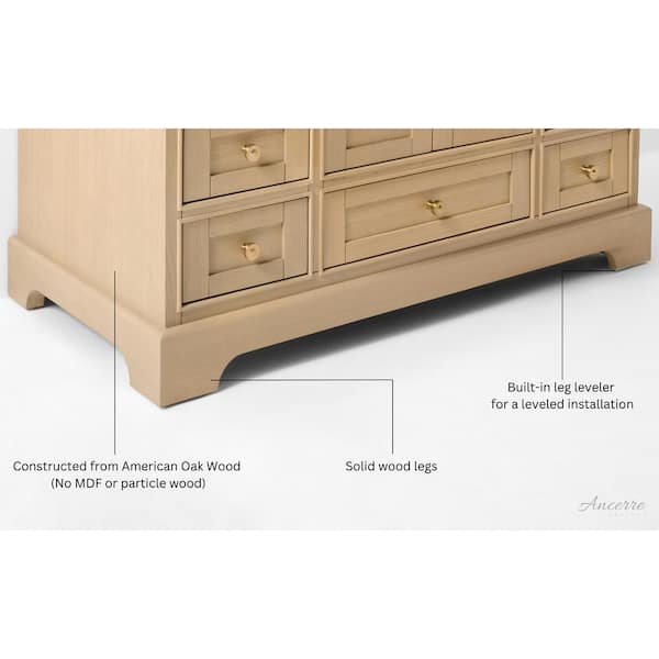 Audrey 48 in. W Bath Vanity in Oak with White Quartz Top