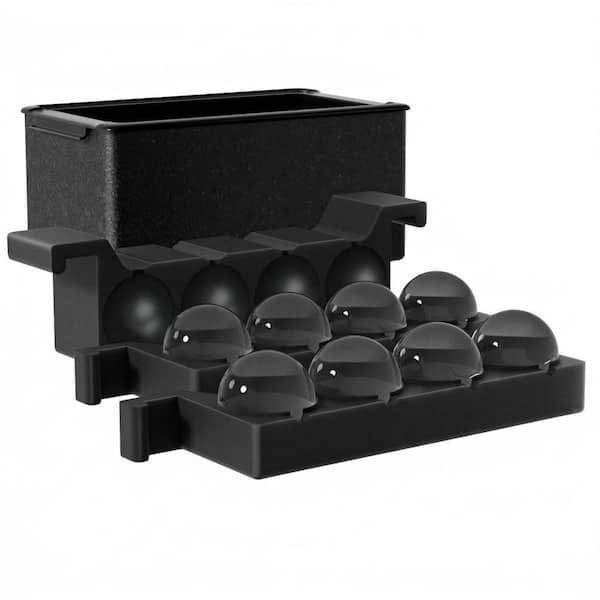 Insulated Black Silicone Clear Ice Ball Maker Ice Sphere Mold for Whiskey Cocktails Round Ice Cube Tray