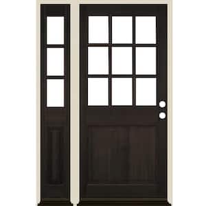 50 in. x 80 in. 9-Lite with Beveled Glass Left Hand Black Stain Douglas Fir Prehung Front Door Left Sidelite