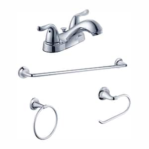 Constructor 4 in. Centerset 2-Handle Bathroom Faucet and Bath Accessory Value Kit in Chrome