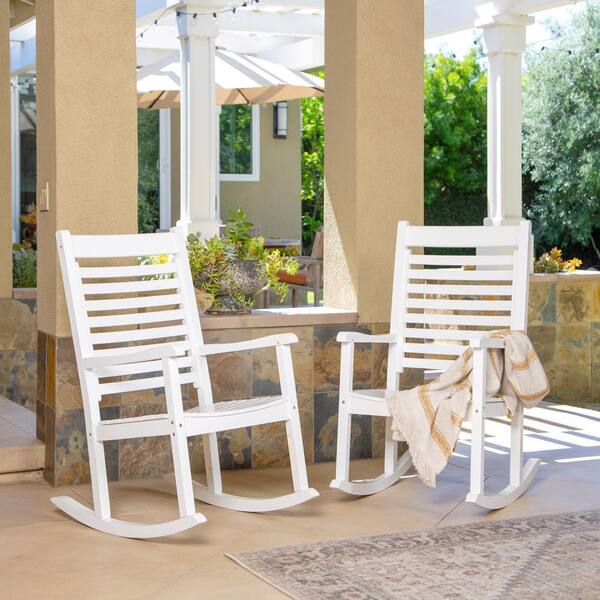 Shine Company White Wood Outdoor Rocking Chair Set of 2 4337WT-2BX
