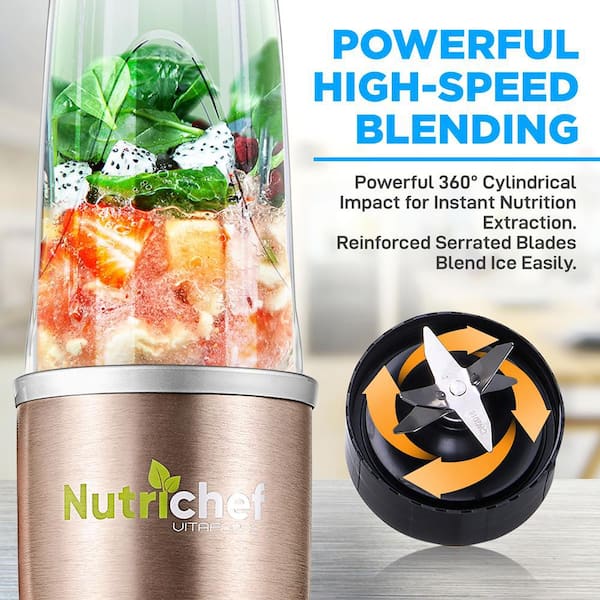 NutriChef Heavy Duty Food Processor and Immersion Blender, Stainless Steel  with Attachments