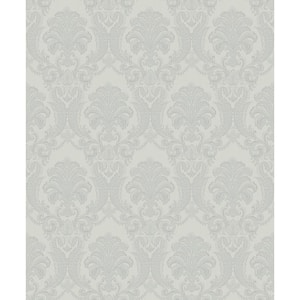 Renatta Silver Damask Wallpaper Sample