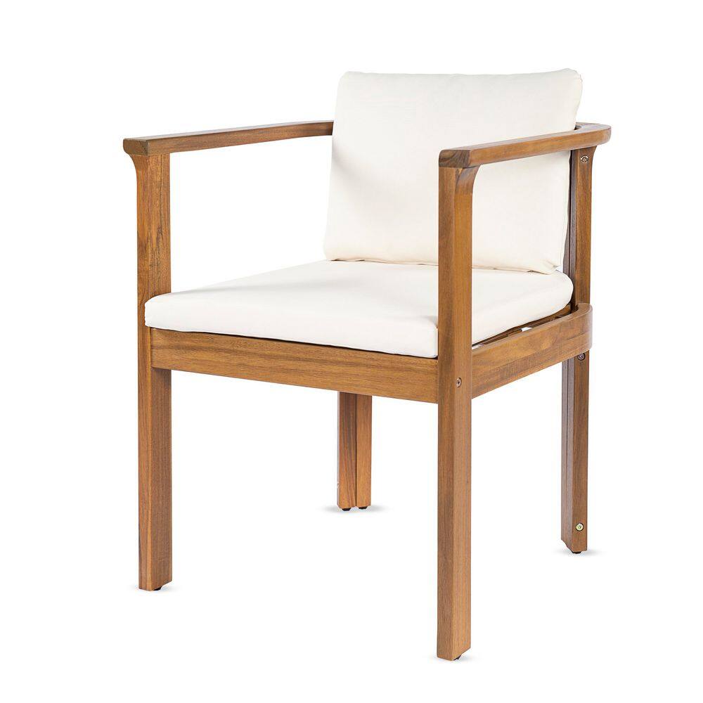 Katrina 7-Piece Wood Patio Outdoor Dining Set with Cream+Teak Cushions Dining Chairs, Teak Expandable Dining Table price history on PriceWatchPro