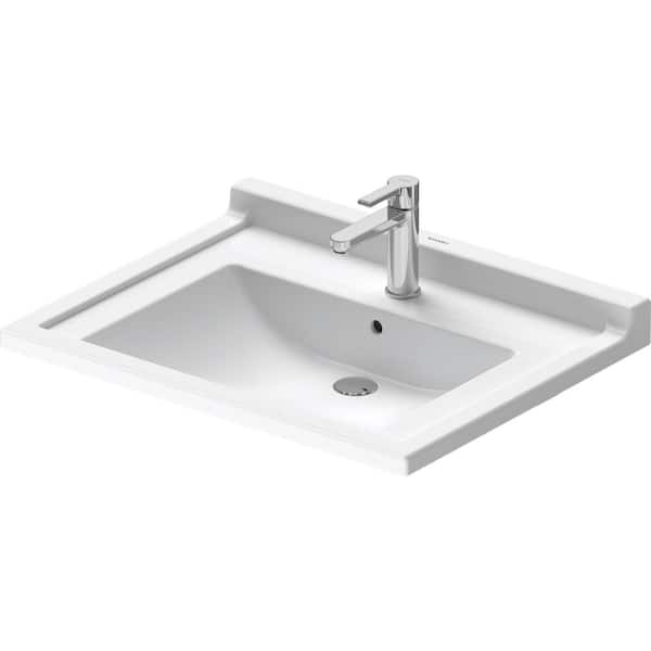 Duravit Starck 3 7.88 in. Wall-Mounted Rectangular Bathroom Sink in White