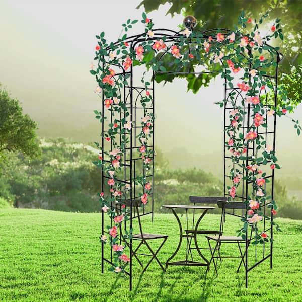 Unbranded - 81.3 x 114.2 in. Garden Trellis, Birdcage Shape Pergola Pavilion, Metal Garden Arch Iron Garden Arbors Gazebo, Black
