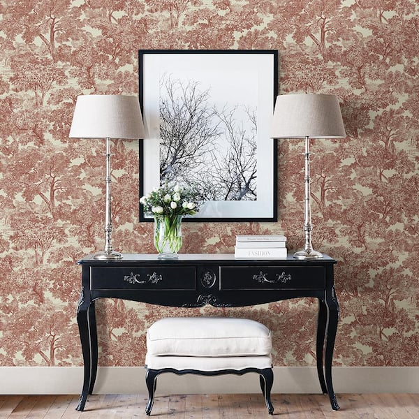 Chesapeake Blyth Red Toile Red Wallpaper Sample