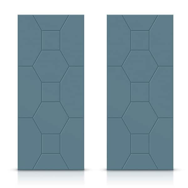 CALHOME 60 in. x 80 in. Hollow Core Dignity Blue Painted Composite MDF Interior Double Closet Sliding Doors