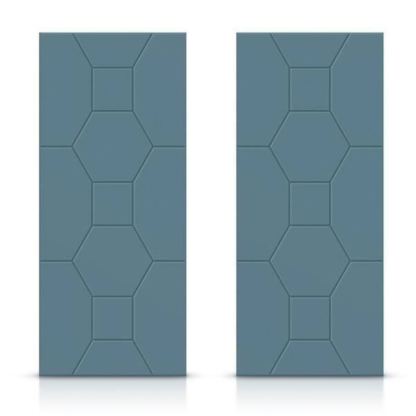 CALHOME 84 in. x 84 in. Hollow Core Dignity Blue Painted Composite MDF Interior Double Closet Sliding Doors