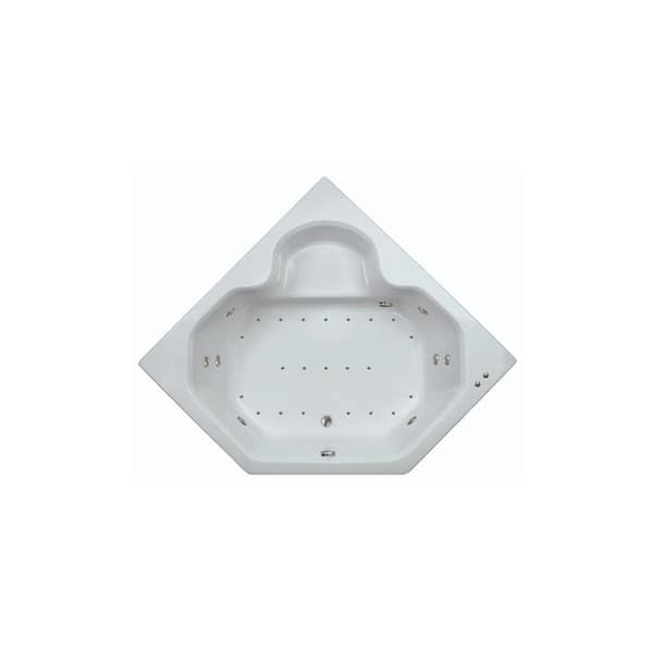 Comfortflo 60 in. x 60 in. Acrylic Corner Drop-in Whirlpool and Air Bathtub with Center Drain in Biscuit
