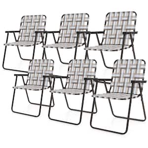 6-Pieces Brown Metal Folding Beach Chair