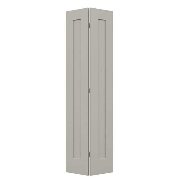 JELD-WEN 24 in. x 80 in. Madison 1-Panel Light Gray Painted Smooth Hollow Core Molded Composite Closet Bi-Fold Door