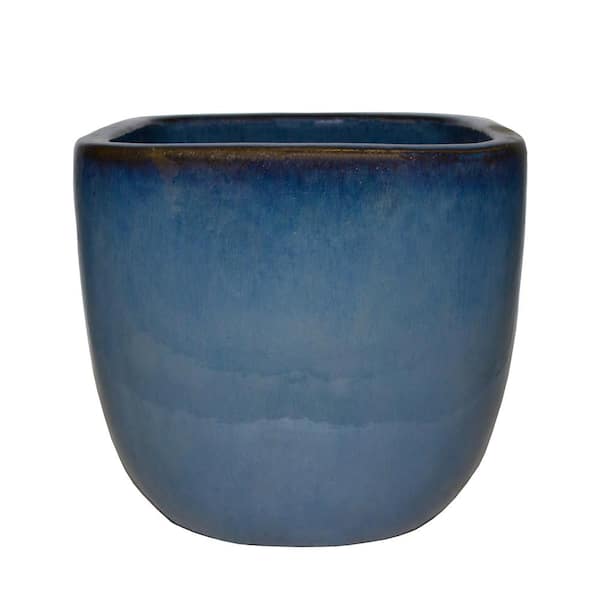 Trendspot 11.5 in. Blue Lagos Ceramic Planter