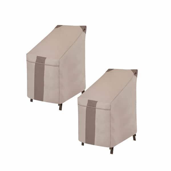 MODERN LEISURE 25.5 in. L x 35.5 in. W x 45 in. H, Beige Monterey Stackable Patio Chair Cover (2-Pack)