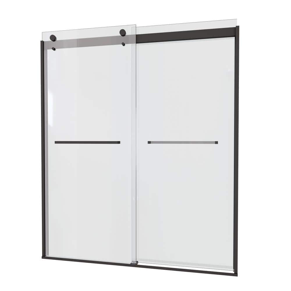 "60""W x 74""H Soft Close Bypass Sliding Shower Door, 8mm Tempered Glass, Matte Black Hardware Finish" price history on PriceWatchPro