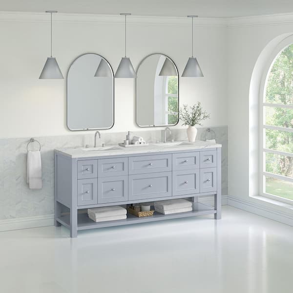 Breckenridge 72.0 in. W x 23.5 in. D x 34.25 in. H Double Bath Vanity in Serenity Blue with Quartz Ethereal Noctis Top