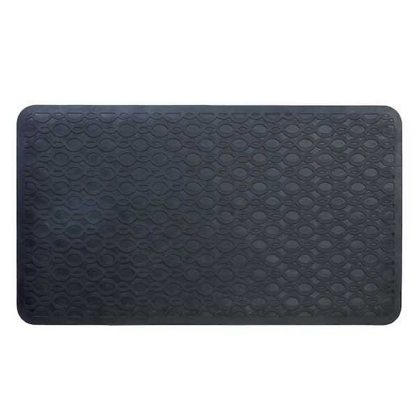 SlipX Solutions 15 in. x 27 in. Large Rubber Safety Bath Mat with Microban in Black