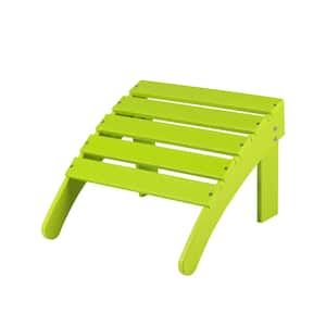 HDPE Plastic Outdoor Adirondack Ottoman Footrest in Solid Lime Green