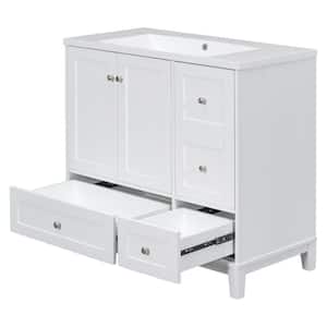 36 in. W x 18 in. D x 35 in. H Single Sink Bath Vanity in White with White Resin Top
