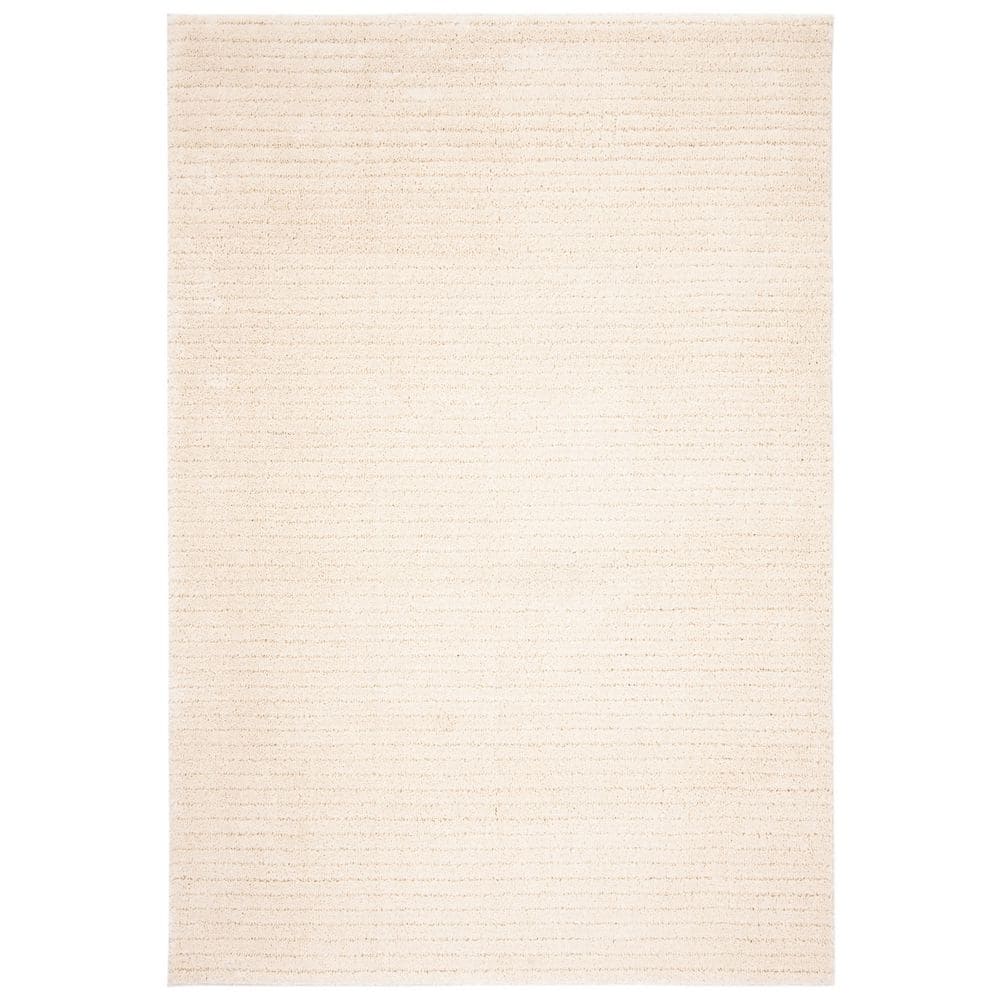 Ivory Shag Elegance 4' x 6' Hand-Knotted Synthetic Area Rug