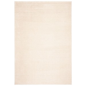 Martha Stewart Lucia Shag Ivory 4 ft. x 6 ft. Solid Color Striped Area Rug