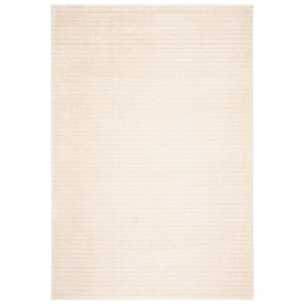 SAFAVIEH Martha Stewart Lucia Shag Ivory 5 ft. x 8 ft. Solid Color Striped Area Rug