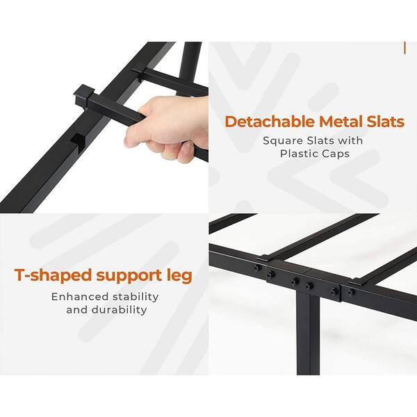 Clihome Black Metal Frame Bed Twin Size, How To Fix A Metal Bed Frame Leg