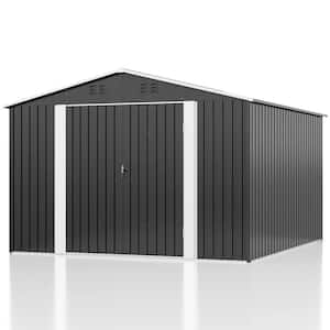 NETAJE 10 ft W x 10 ft D Metal Outdoor Storage Shed with Sturdy