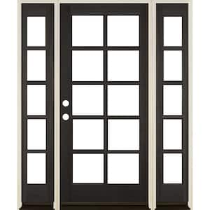 64 in. x 80 in. French RH Full Lite Clear Glass Black Stain Douglas Fir Prehung Front Door with DSL