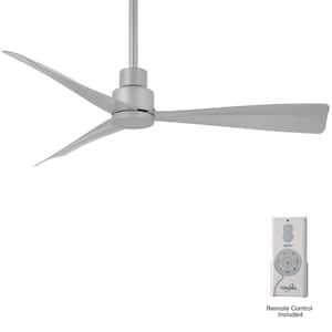 Simple 44 in. Indoor/Outdoor Silver Ceiling Fan with Remote Control