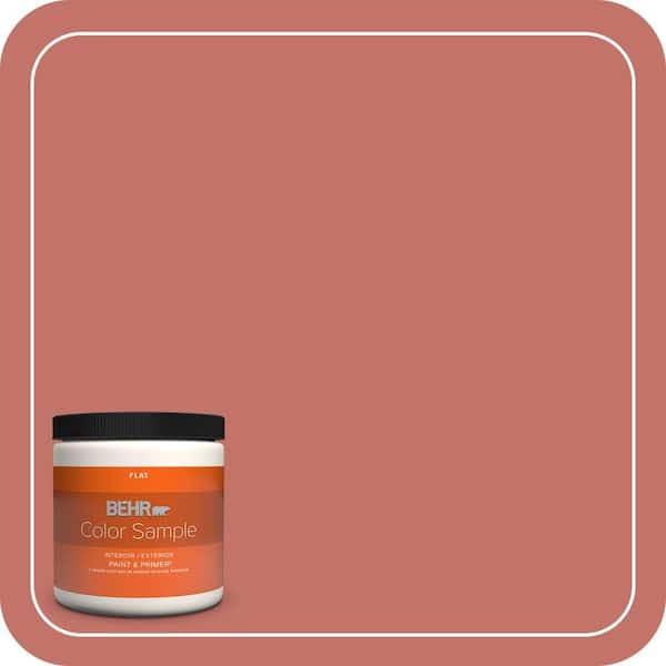 BEHR PREMIUM PLUS 8 oz. #PPU1-05A Red Coral Flat Interior/Exterior Paint & Primer Color Sample