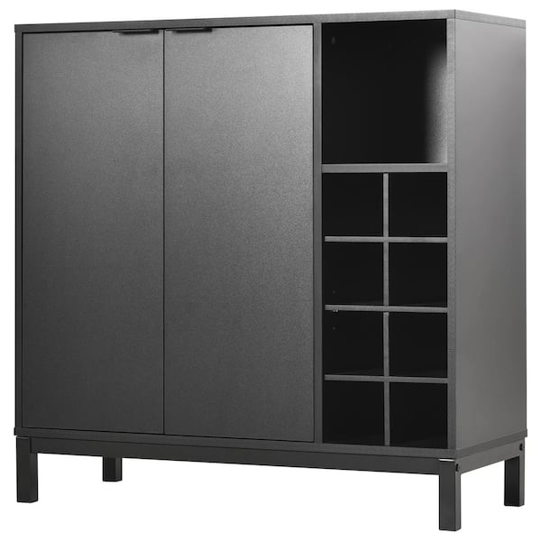 Black Cherry Buffet with Storage Coffee Bar Cabinet Wine Racks