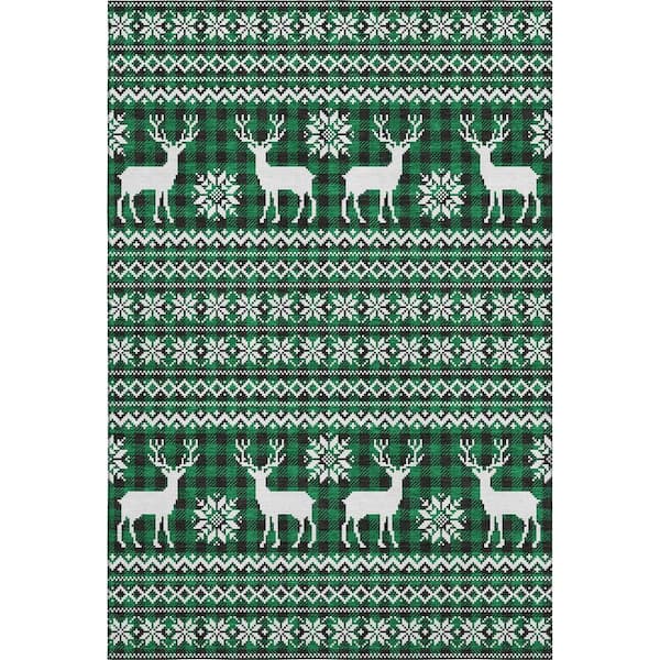 Mayfield Premium Machine Washable Abstract AMF1820 Green 10 ft. x 14 ft. Area Rug