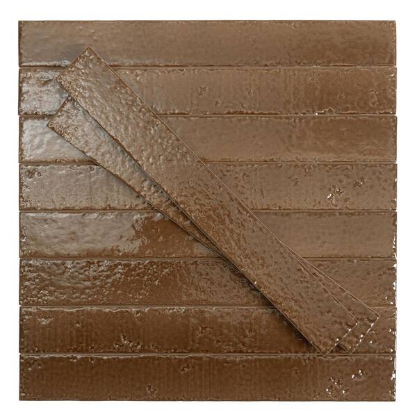 Apollo Tile Valenza 2 in. x 16 in. Glossy Terra Mocha Ceramic