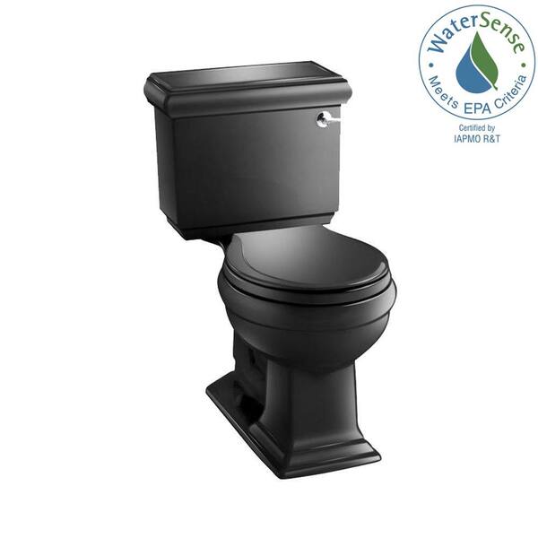 KOHLER Memoirs Classic 2-piece 1.28 GPF Single Flush Round Toilet in Black Black, Seat Not Included