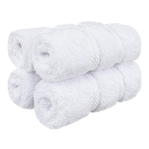 American Soft Linen Washcloth Set 100% Turkish Cotton 4-Piece Face Hand Towels for Bathroom and Kitchen - Bright White